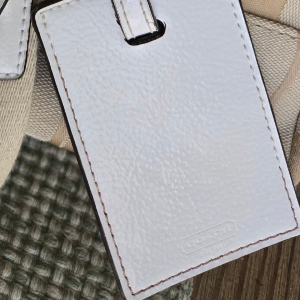Coach Beige/Tan Signature Canvas Weekender Duffle Bag With White Leather - Picture 5 of 14